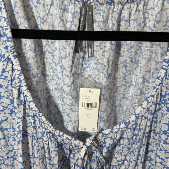 Anthropologie Blue Floral Puff Sleeve Smocked Mini Dress - Picture 5 of 5